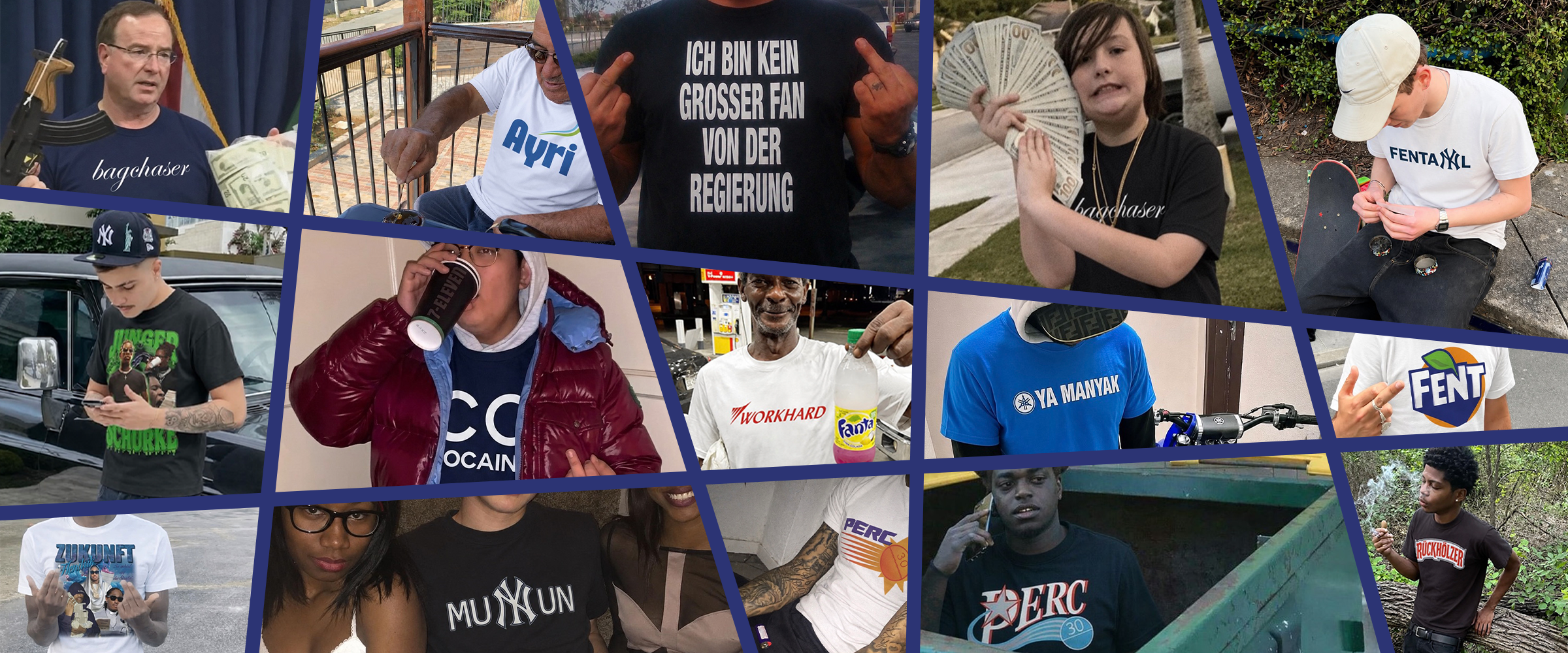 maximumflair Banner Collage meme shirts Rap tees lustig funny hustle swag drip 2026 max flair print on demand shirts fashion culture